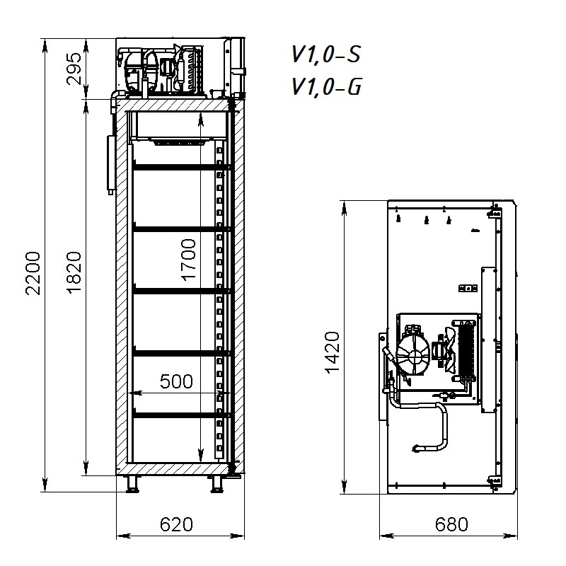 Шкаф холодильный ARKTO V 1,0-SD без канапе