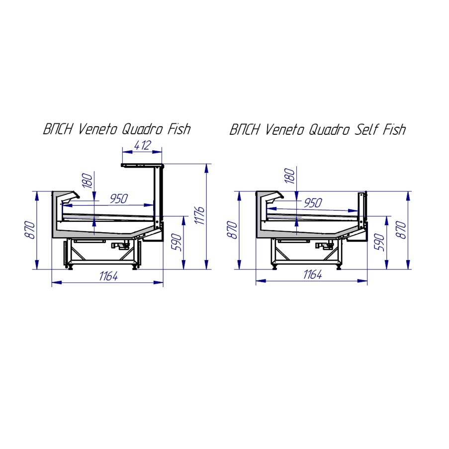 Прилавок холодильный Italfrigo Veneto Quadro Fish 1250