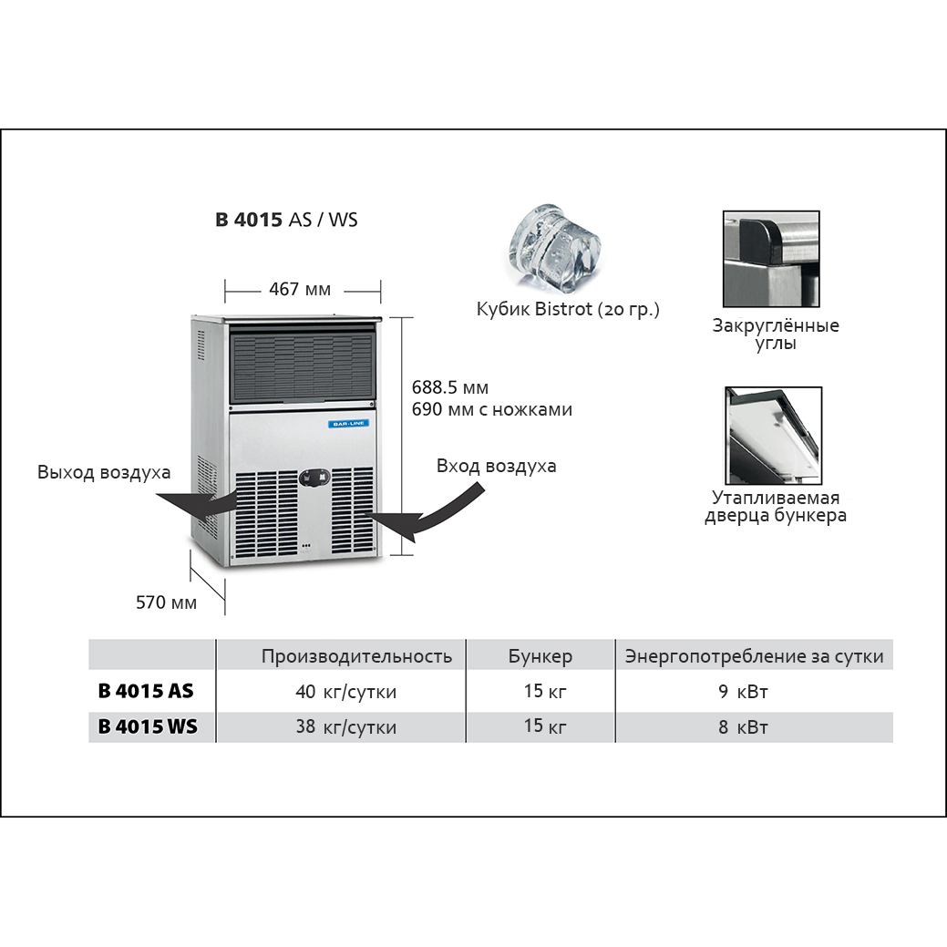 Льдогенератор BAR LINE (FRIMONT) B 4015 AS
